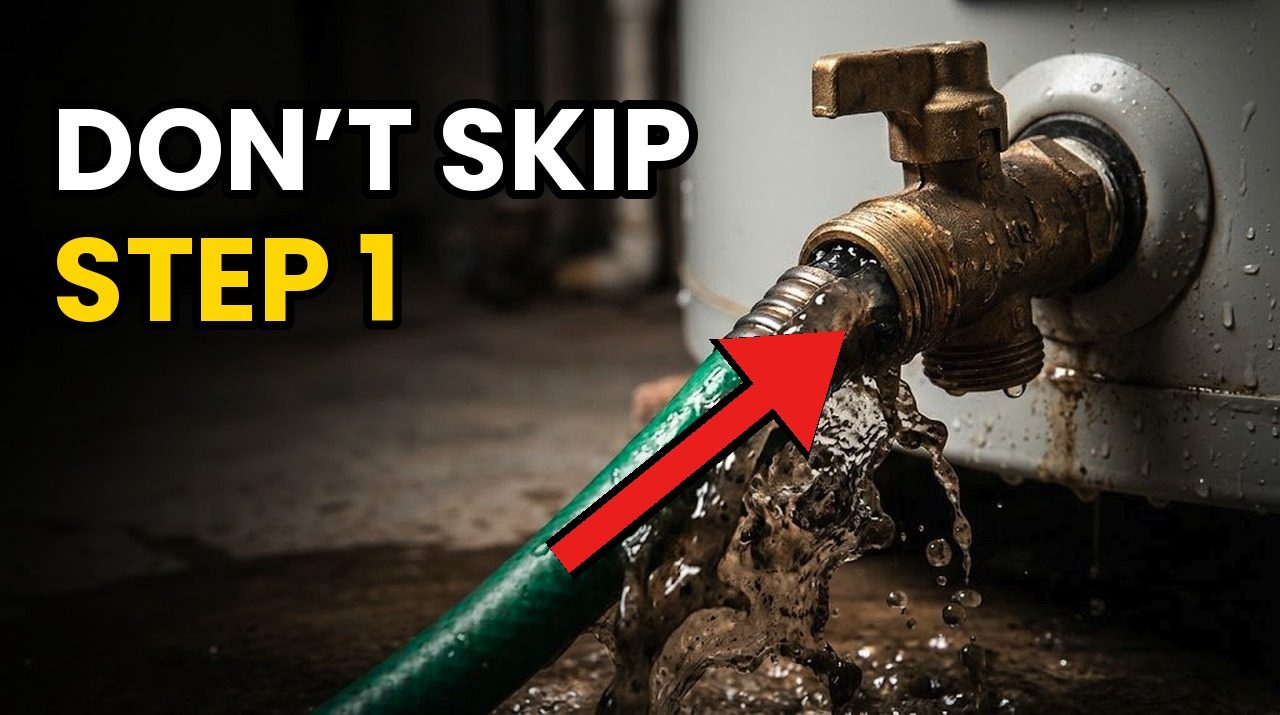 Niche King's thumbnail idea: DON'T SKIP STEP 1, with a red arrow on the drain valve